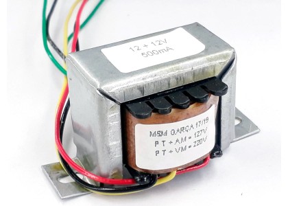 Transformador 12+12v 500 Mah ( Trafo ) Bivolt - Tr-500-014